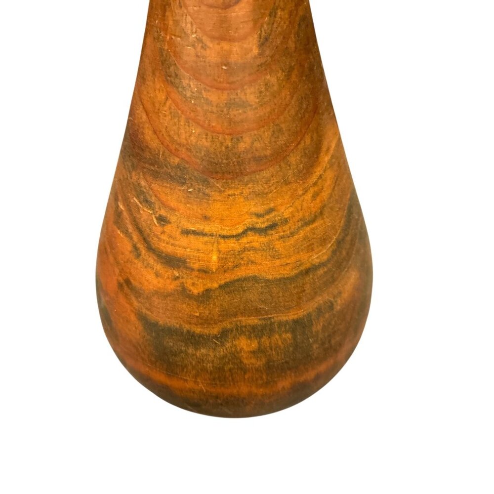 Vintage Handcrafted Wooden Vase With Natural Grain & Rustic Finish - Picture 6 of 9
